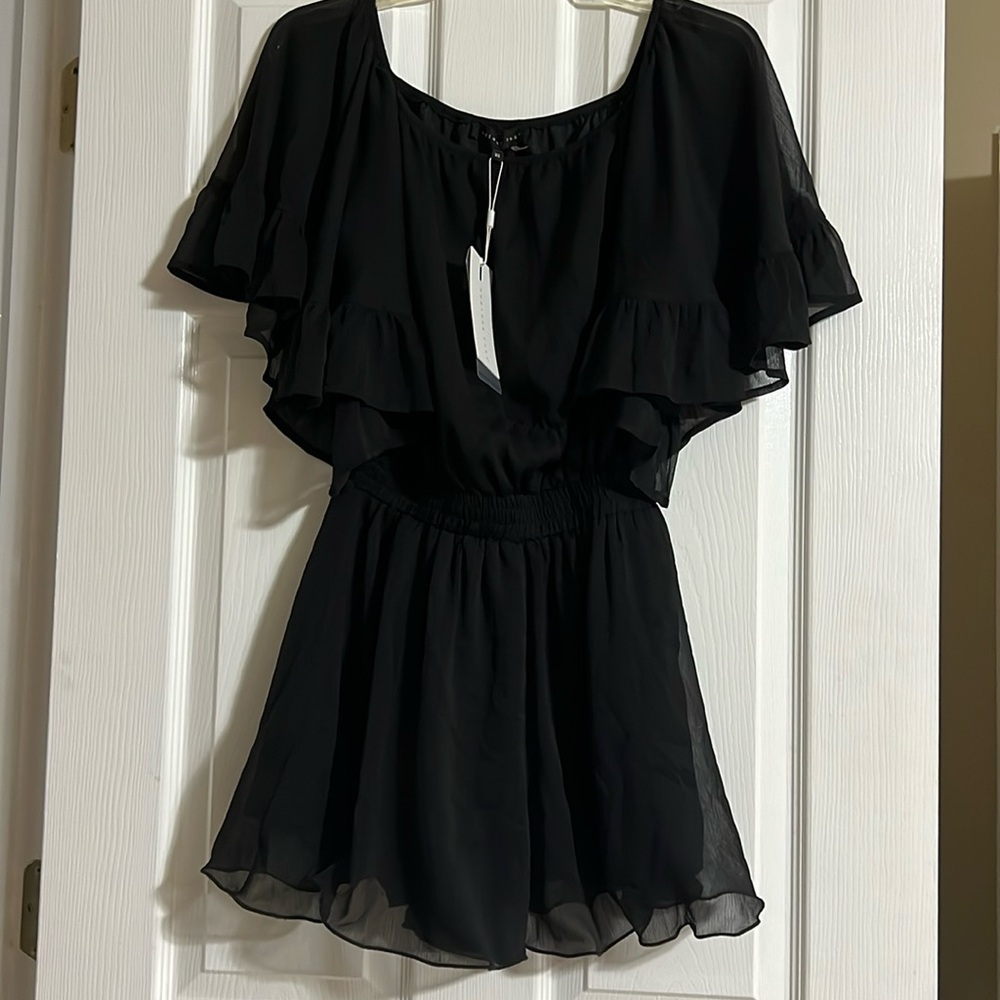 Endless Rose Black Ruffled Sleeve Romper